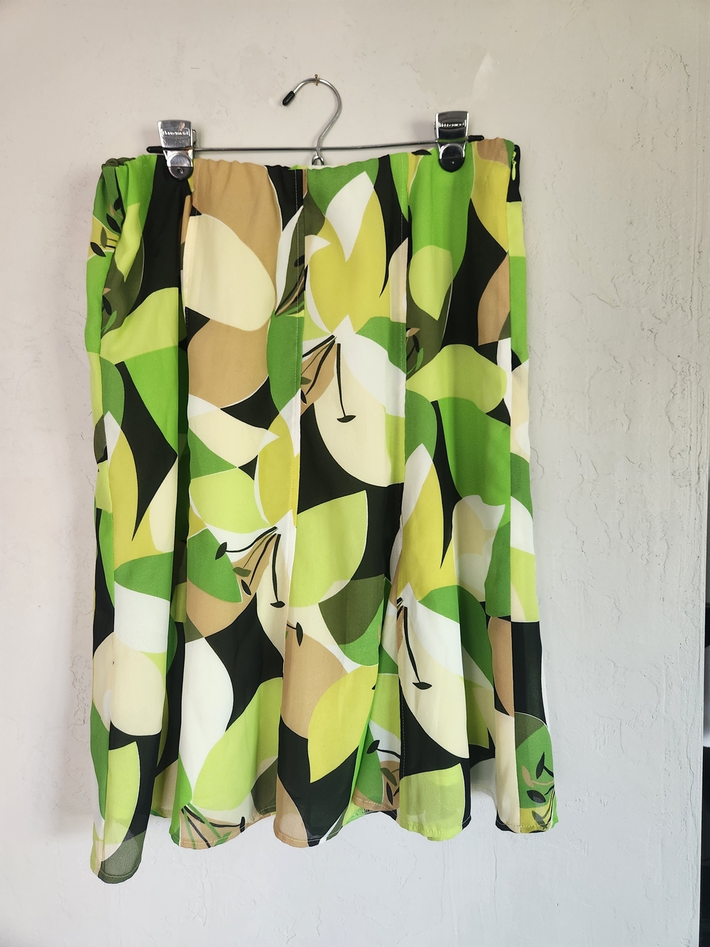 Y2k Vintage Green Leaf-Print Floral Skirt Worthington Sz 14W